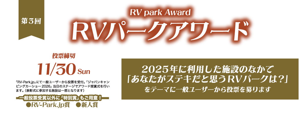 第3回「RVパークアワード」投票受付中！